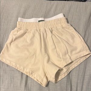 Daily Drills Cream High Waist Relaxed Fit Shorts